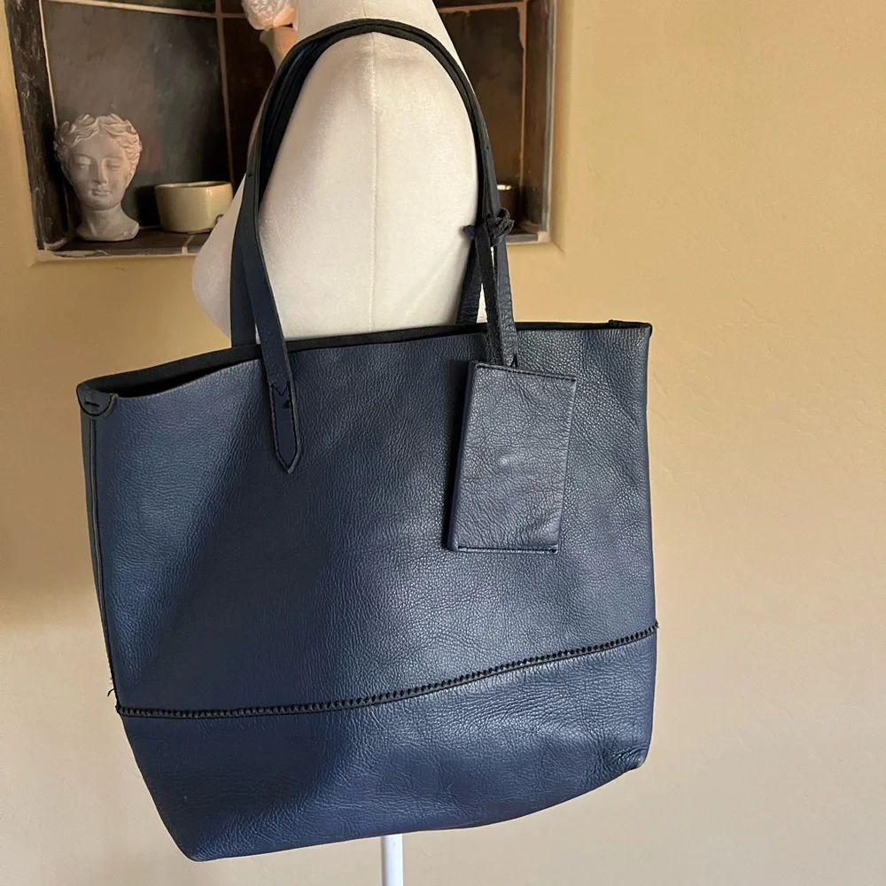 J.Crew Downing Leather Tote Bag Navy